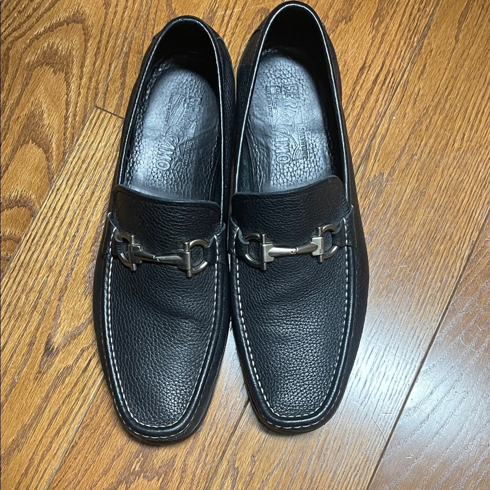 Salvatore Ferragamo Black Leather Bit Loafers
